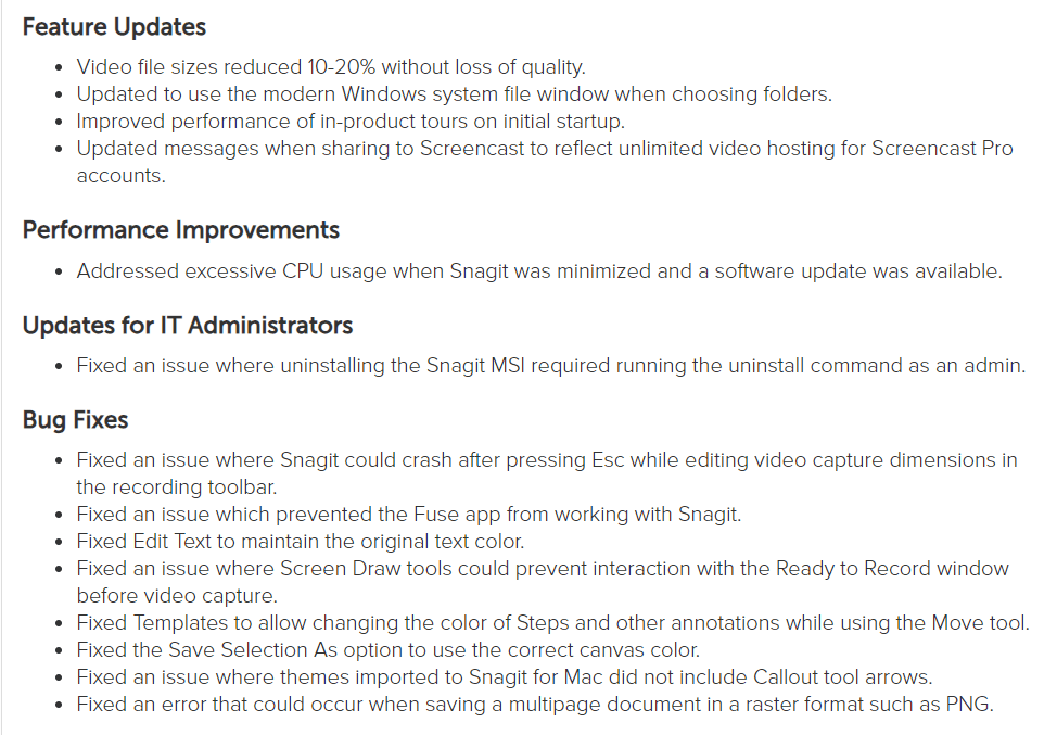 Snagit Features