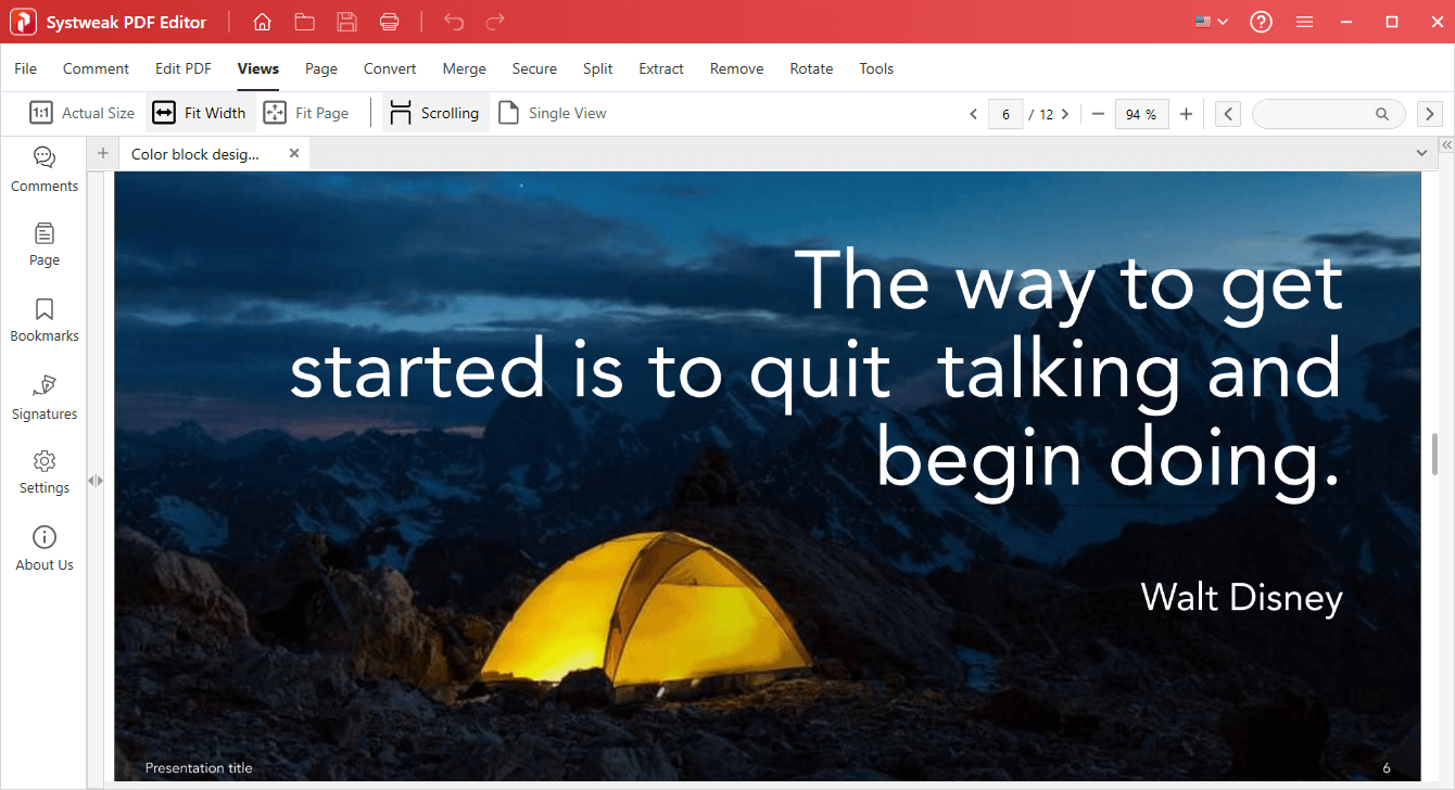 View Tab - Systweak PDF Editor