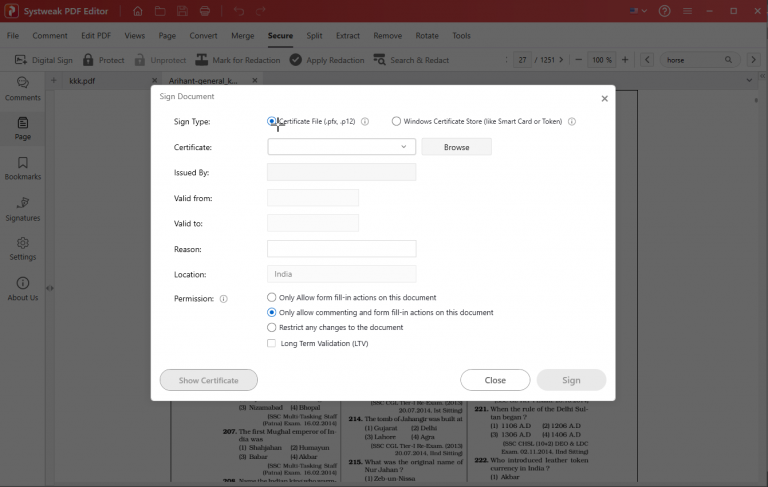 Sign Document - Systweak PDF editor