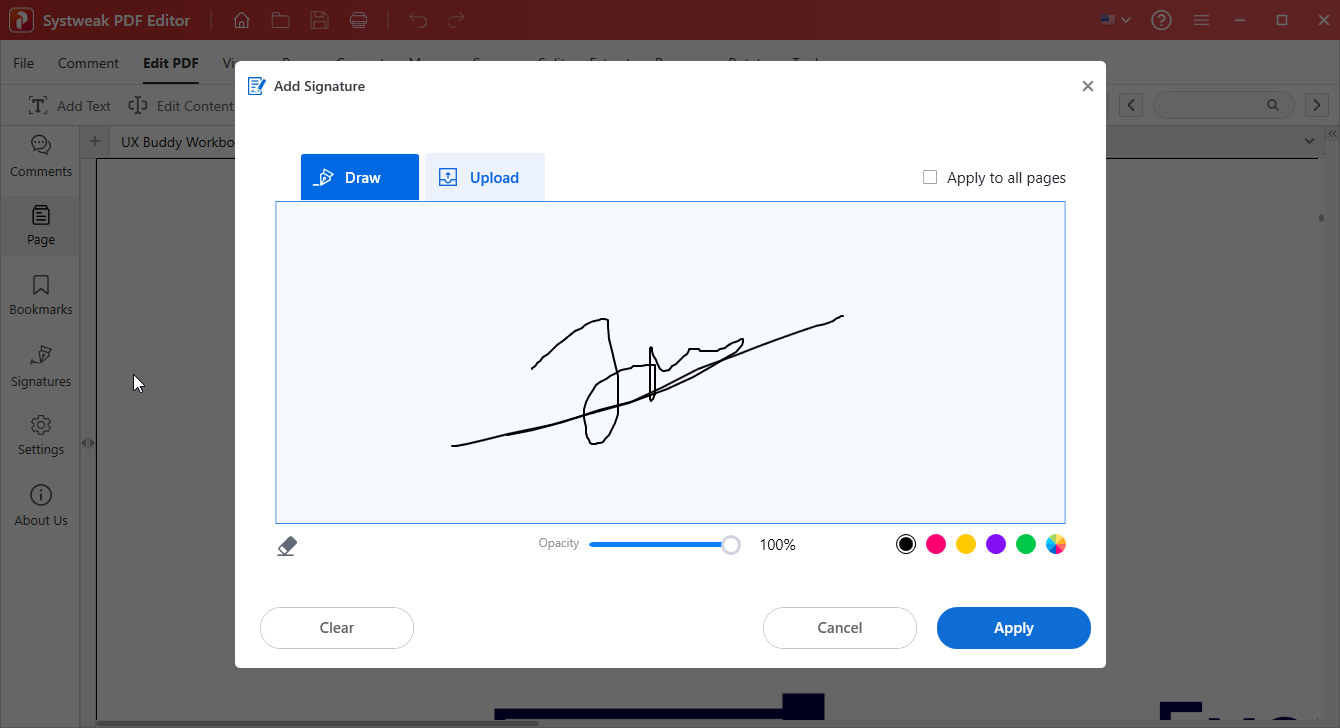 Sign PDF - Systweak PDF Editor