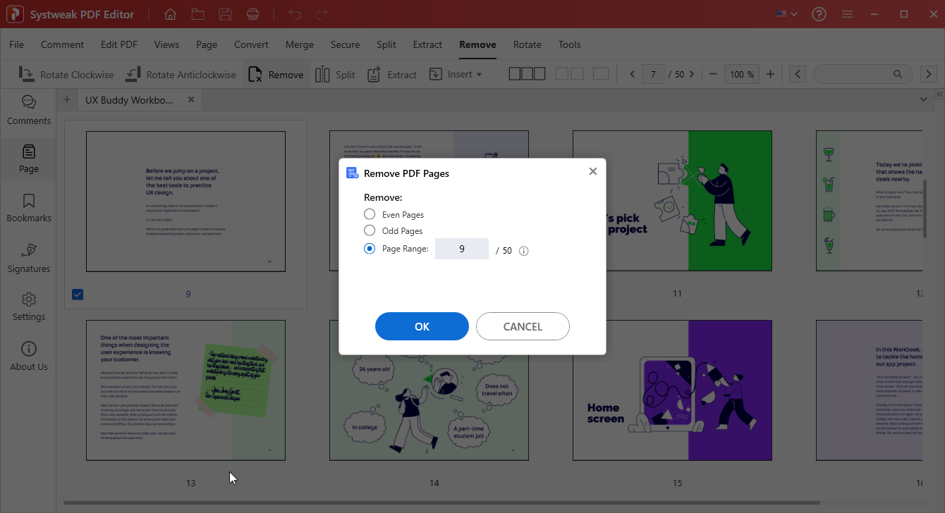 Remove Tab - Systweak PDF Editor