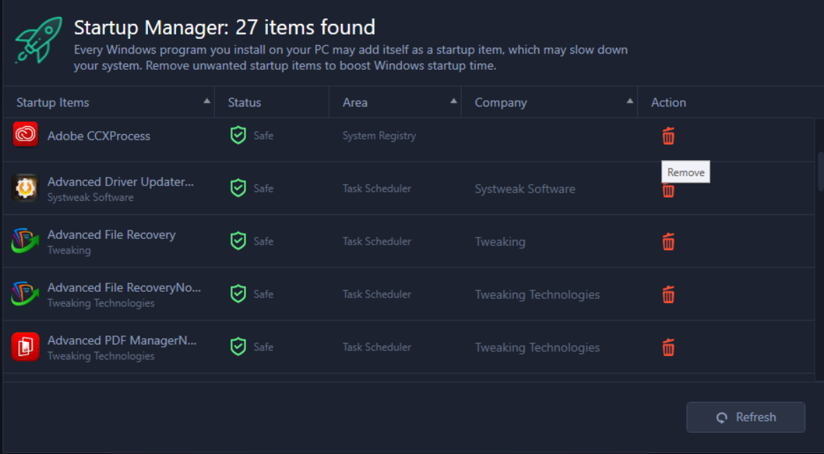 T9 Antivirus- Startup Manager