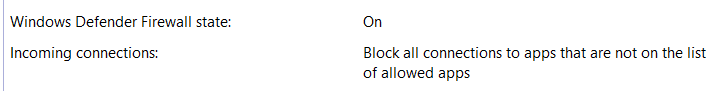status of incoming connections