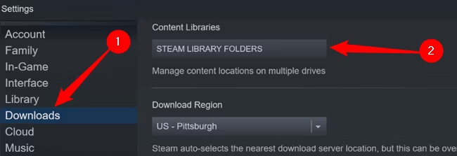 Steam Library Folders button