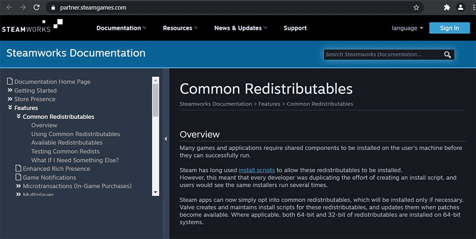 Steamworks Common Redistributables Overview
