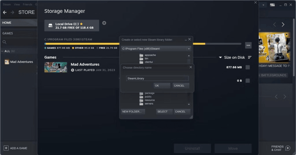 Storage Manager - new destination disk