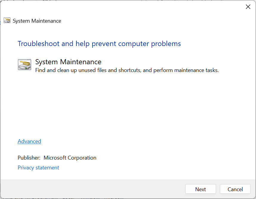 system maintenance troubleshoot