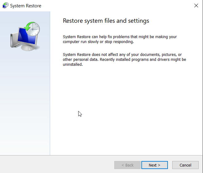 system restore