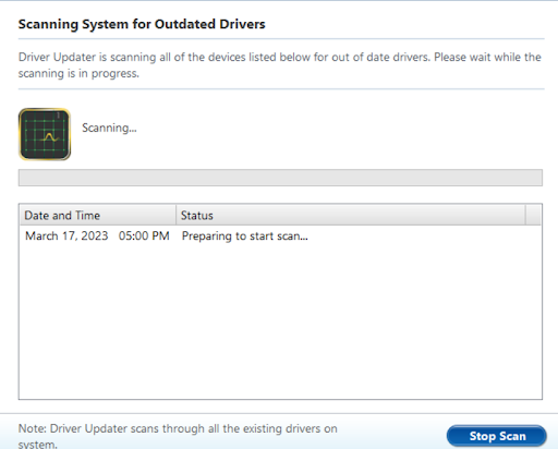 system scanning for outdated drivers