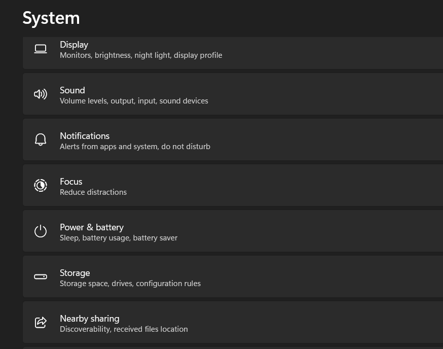 System Settings - Display Option