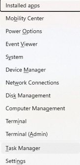Task Manager in Power Menu