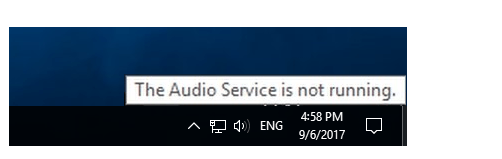 the audio service not running issue screenshot