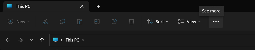 three dot button on top bar in Explorer window