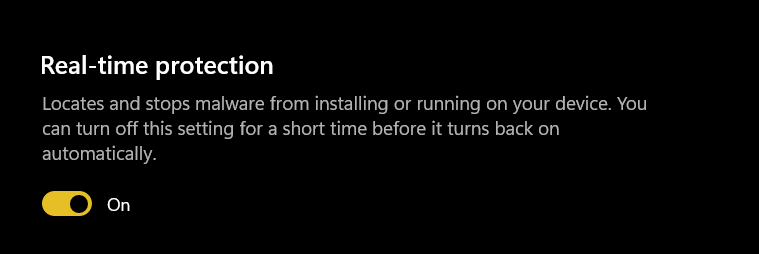 Toggle switch for Real-Time protection
