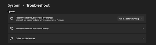 Troubleshoot in system setting
