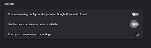 Turned off Hardware Acceleration option