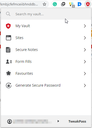 tweakpass chrome browser vault