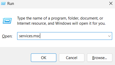 type command to open list of available services