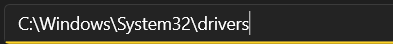 Typed -Windows System32 drivers