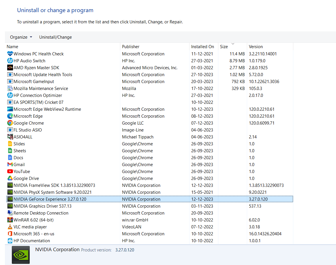 Uninstall GeForce Experience Application