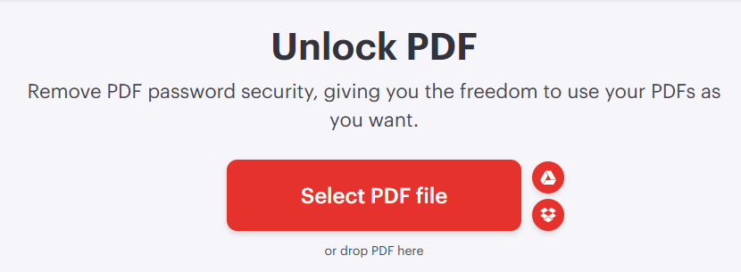 Unlock PDF using ILove PDF online website