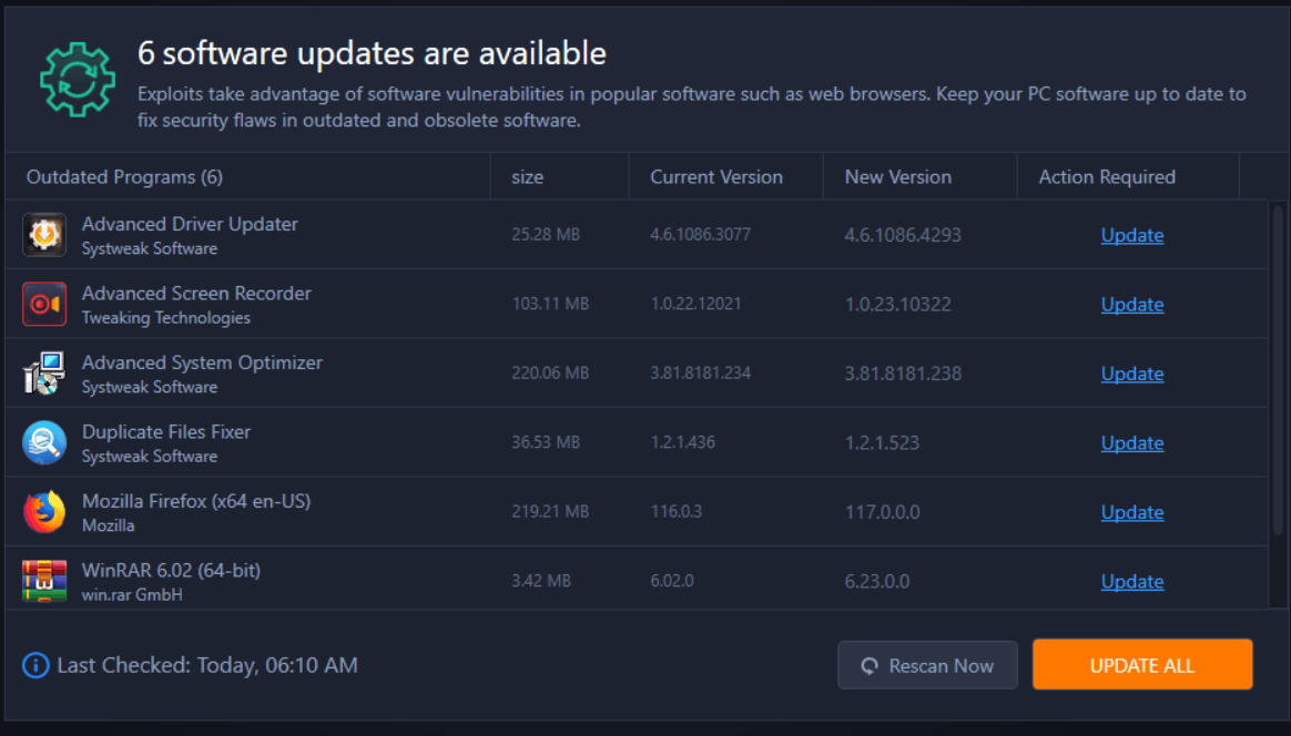 update all option - t9 antivirus