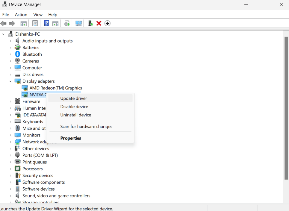 update driver using device manager