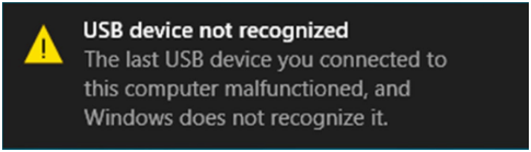 USB not recognized