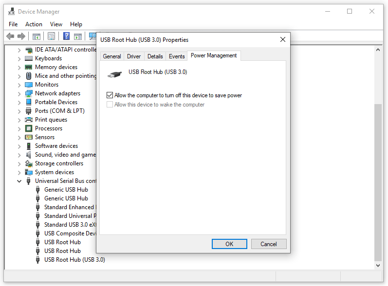 USB Root Hub (USB 3.0) Properties