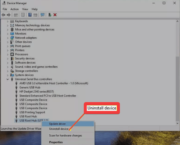 USB Root Hub (USB 3.0) - Uninstall Device