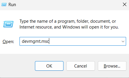 use devmgmt command to open Device Manager