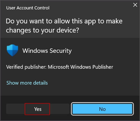 User Account Control - Windows Security