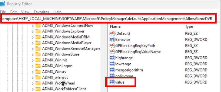 value on the right-side panel