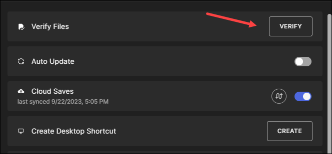 verify file under epic game launcher