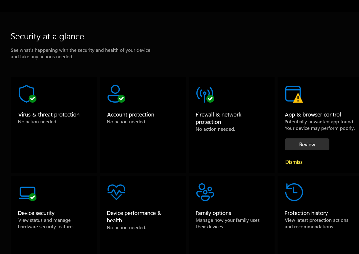 Virus & Threat Protection option