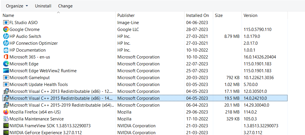Visual C++ Redistributable files