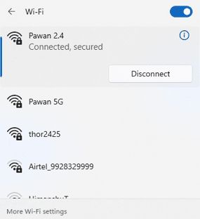 wifi icon showing available network