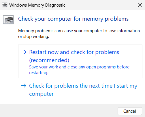 windows memory diagnostic