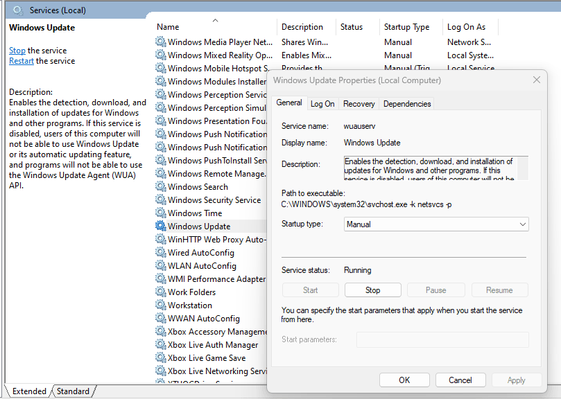 Windows Update Properties